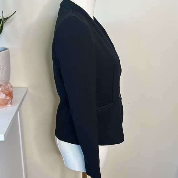 Rachel Roy Black Blazer Fitted Jersey Knit on button Soft Cotton Small - Picture 5 of 9